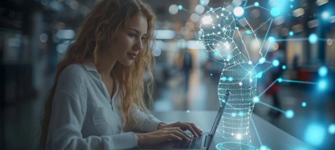 Profissional trabalhando com tecnologia e automação de processos